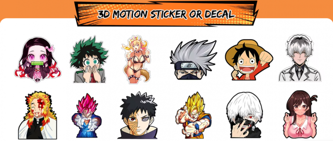 Printer Sticker Anime Cartoon Stickers Waterproof Stickers Anime 3D Lenticular Anime Motion ...