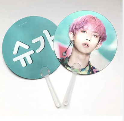 Customized Lenticular 3D Animation Korea KPOP Idol Flip 3d Hand Fan Transparent Fabric Hand Fan For Gifts Set