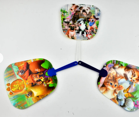 Custom Beautiful Designs 3D Lenticular Hand fan Plastic PET 3D Promotional Hand fans Cartoon 3D lenticular fans