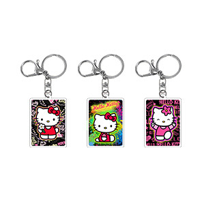 OEM custom cartoon anime gold acrylic keychain printing silver foil transparent hot stamping epoxy keychains with design