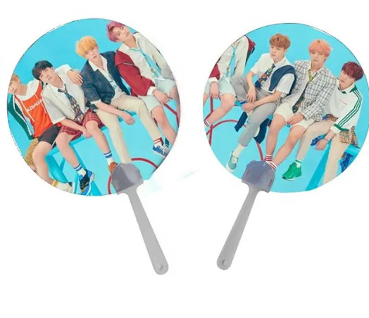 Customized Lenticular 3D Animation Korea KPOP Idol Flip 3d Hand Fan Transparent Fabric Hand Fan For Gifts Set