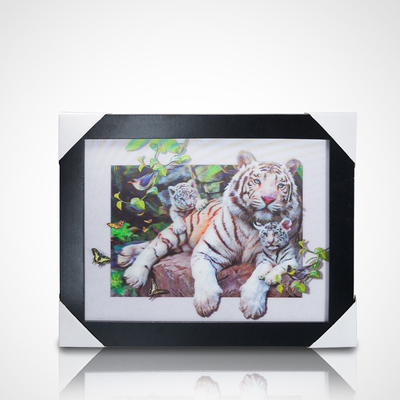 3D lenticular painting poster PET 30*40cm 5D lenticular poster tigers 3D painting with black frame for home decoration